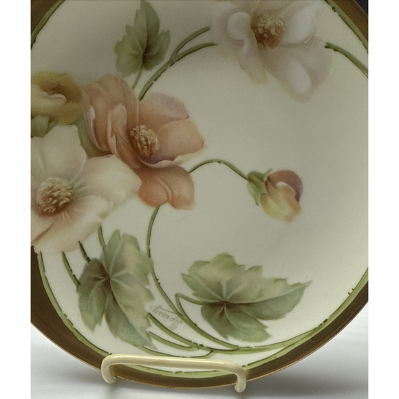 Old RS Prussia Germany Hand Painted Cabinet Plate Gold Floral Signed - Picture 14 of 15